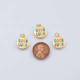 18K Gold PVD Good luck charm double sided 13mm charm pendant charms - Tarnish Resistant