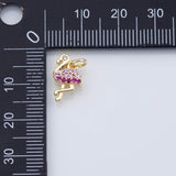 18K Gold PVD Flamingo charm 8x13mm red pink charm pendant charms - Tarnish Resistant