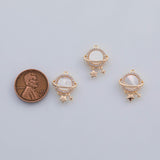 18K Gold PVD Planet Mother of Pearl Charm with Dangling Stars 11mm Pendant Charms 1 piece per order - Tarnish Resistant