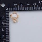 18K Gold PVD Planet Mother of Pearl Charm with Dangling Stars 11mm Pendant Charms 1 piece per order - Tarnish Resistant