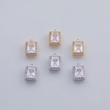 18K Gold PVD rectangle diamond charm halo 9x13mm pendant charms - Tarnish Resistant