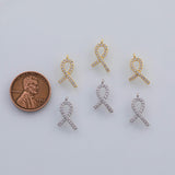 18K Gold PVD Breast cancer ribbon charm 9x16mm 22k charms pendant charms - Tarnish Resistant