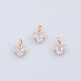 18K Gold PVD Classic Heart Charm 14x14mm White Pendant Charms - Tarnish Resistant