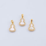 18K Gold PVD Gourd Mother of Pearl Charm 12x18mm Charm Pendant Charms - Tarnish Resistant
