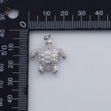 18K Gold PVD turtle ocean sea animal charm in gold & | ag-836 20x24mm - Tarnish Resistant