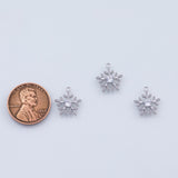 18K Gold PVD Small Snowflake Charm 10mm White Snow Flake Pendant Charms - Tarnish Resistant