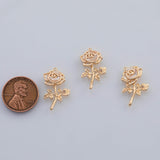 18K Gold PVD Rose Charm Mother of Pearl Charm 12mm Pendant Charms 1 piece per order - Tarnish Resistant