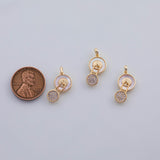 18K Gold PVD Dangly Lock Charm 10x16mm Mother of Pearl Charm Pendant Charms - Tarnish Resistant