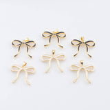 18K Gold PVD White Enamel Bow ribbon charm - Tarnish Resistant