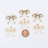 18K Gold PVD White Enamel Bow ribbon charm - Tarnish Resistant