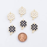 18K Gold PVD Black enamel Clover charm - Tarnish Resistant