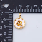 18K Gold PVD Flower rose charm on mother of pearl face - Tarnish Resistant