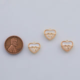 18K Gold PVD Heart bow ribbon charm - Tarnish Resistant