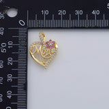 18K Gold pvd Mom Mother's Day Heart charm d - Tarnish Resistant