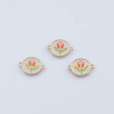 18K Gold PVD Enamel Flower Connector charm - Tarnish Resistant