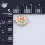 18K Gold PVD Enamel Flower Connector charm - Tarnish Resistant