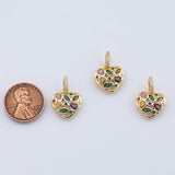 18K Gold PVD Heart multicolor gem Charm - Tarnish Resistant