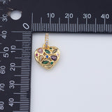 18K Gold PVD Heart multicolor gem Charm - Tarnish Resistant