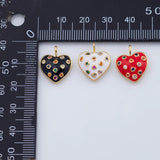 18K Gold PVD Heart charm enamel polka dot charm - Tarnish Resistant