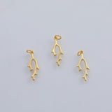 18K Gold PVD Tree Branch Coral Seaweed Charm 10x18mm Ocean Beach Nature 22k Charms Pendant Charms - Tarnish Resistant