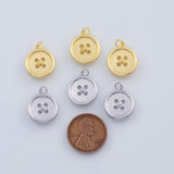 18K Gold PVD 22k button charm 14mm buttons seamstress clothing pendant charms - Tarnish Resistant