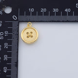 18K Gold pvd 22k button charm 14mm buttons seamstress clothing pendant charms - Tarnish Resistant