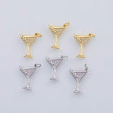 18K Gold pvd Wine glass drink margarita cosmopolitan daiquiri 13x18mm 22k pendant charms - Tarnish Resistant