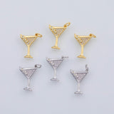 18K Gold PVD Wine glass drink margarita cosmopolitan daiquiri 13x18mm 22k pendant charms - Tarnish Resistant