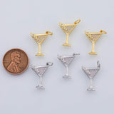 18K Gold PVD Wine glass drink margarita cosmopolitan daiquiri 13x18mm 22k pendant charms - Tarnish Resistant