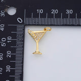 18K Gold pvd Wine glass drink margarita cosmopolitan daiquiri 13x18mm 22k pendant charms - Tarnish Resistant