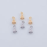 18K Gold PVD 22k Dainty Smiley Face Freem Trianble Charm 7x13mm Pendant Charms - Tarnish Resistant