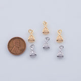 18K Gold PVD 22k Dainty Smiley Face Freem Trianble Charm 7x13mm Pendant Charms - Tarnish Resistant