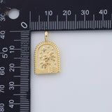 18K Gold PVD Beach ocean palm coconut tree tropical night scene charm 14x24mm 22k pendant charms - Tarnish Resistant