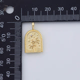 18K Gold PVD Beach ocean palm coconut tree tropical night scene charm 14x24mm 22k pendant charms - Tarnish Resistant