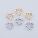 18K Gold PVD 22k heart charm 16x15mm pendant charms - Tarnish Resistant