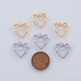 18K Gold PVD 22k heart charm 16x15mm pendant charms - Tarnish Resistant