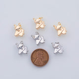 18K Gold PVD 22k 3D Origami Elephant Charm Pendant Charms - Tarnish Resistant