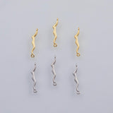 18K Gold PVD Wave Connector 2x21mm 22k Charms Pendant Charms - Tarnish Resistant