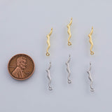 18K Gold PVD Wave Connector 2x21mm 22k Charms Pendant Charms - Tarnish Resistant