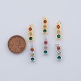 18K Gold PVD 22k stop light charm 5x17mm green yellow red pendant charms - Tarnish Resistant
