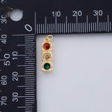 18K Gold PVD 22k stop light charm 5x17mm green yellow red pendant charms - Tarnish Resistant