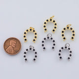 18K Gold PVD Horseshoe charm 14x17mm black horse shoe 22k pendant charms - Tarnish Resistant