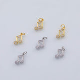 18K Gold PVD Music note charm 8x14mm 22k charms pendant charms - Tarnish Resistant