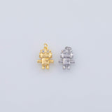 18K Gold pvd robot charm 14x10mm pendant charms - Tarnish Resistant