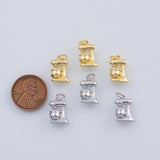 18K Gold PVD dainty gold kitchen mixer charm st kitchen mixer pendant appliance baker cake chef gift idea cooking charms 8x13mm - Tarnish R