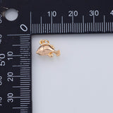 18K Gold PVD 22k 3d fish charm 11x6mm bass pendant charms - Tarnish Resistant