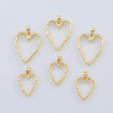 18K Gold PVD Hammered Heart charm - Tarnish Resistant