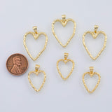 18K Gold PVD Hammered Heart charm - Tarnish Resistant