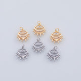 18K Gold PVD Evil eye sun burst lashes charm - Tarnish Resistant