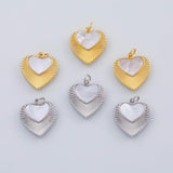 18K Gold PVD Heart mother of pearl charm - Tarnish Resistant